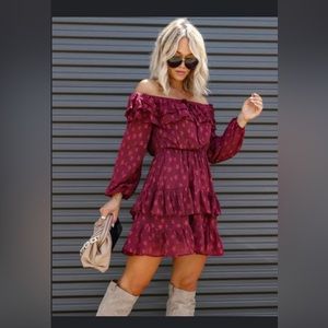 Boutique Burgundy Star Dress